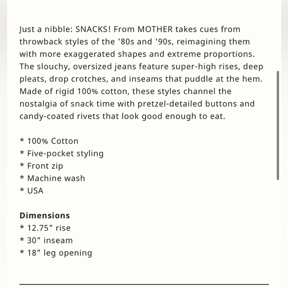 Mother SNACKS! The Fun Dip Utility Puddle Jeans in Cold Brew NWT Size 34 - Picture 16 of 16